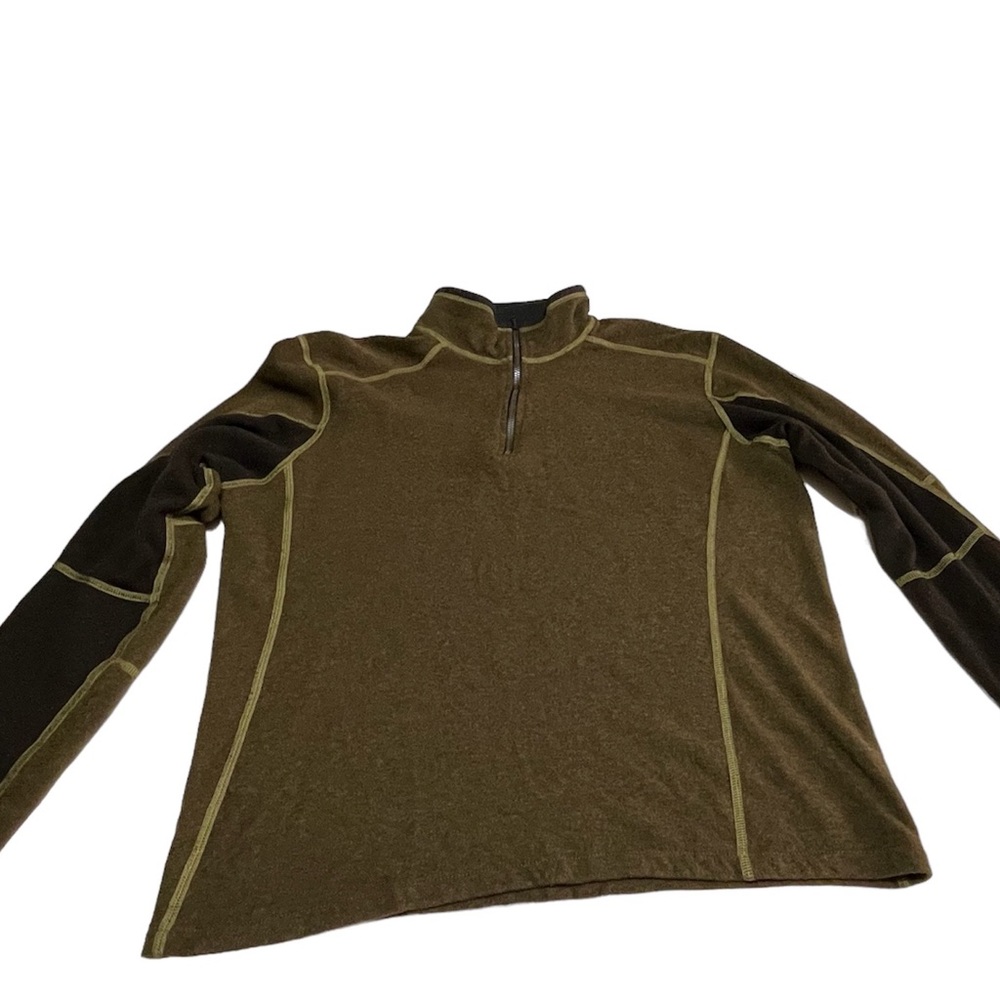 Kuhl Sweater Mens Large Green Pullover 1/4 Zip Outdoor Active Hiking